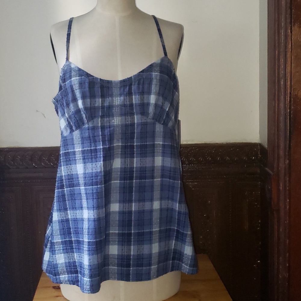 NWT TOMMY HILFIGER Cotton Plaid Nubby Cami Top